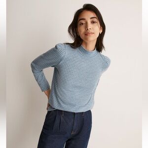 Madewell Jacquard Puff-Sleeve Mockneck Top XS